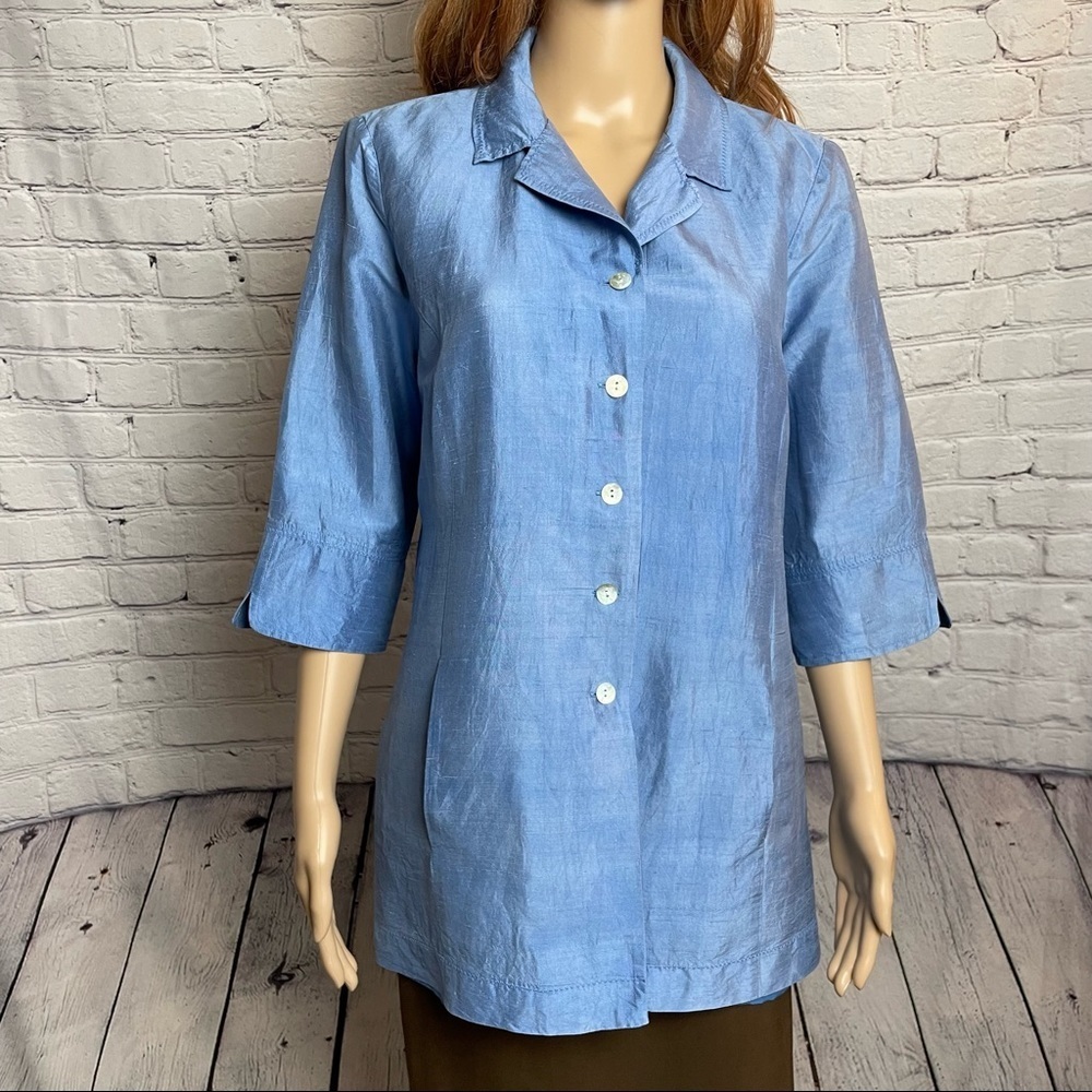 Mimi Maternity Blue Silk 3/4 Sleeve Jacket Size M